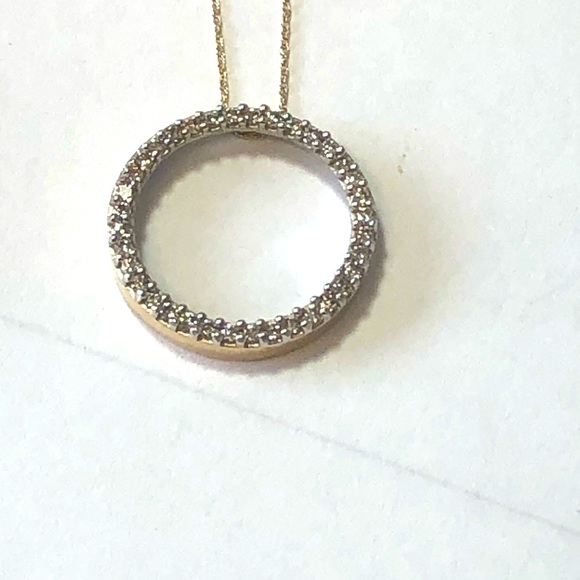 14 kt yellow gold & genuine diamonds “ circle “ - Picture 1 of 8